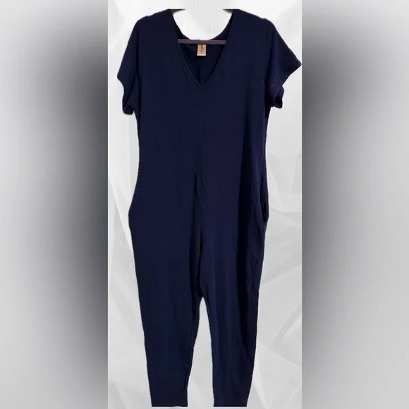 Smash + Tess Navy Blue S/S Women's Sunday Romper size L. New Without Tags - Picture 2 of 6